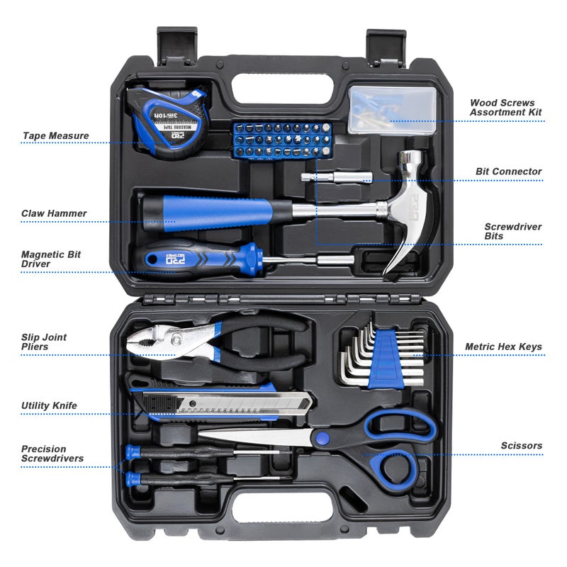 Prostormer 93-Piece Tool Kit, Basic Household Repair Tool Set with Toolbox Storage Case, Small Starter Tool Box Kit for Homeowners and College Students - Image 2