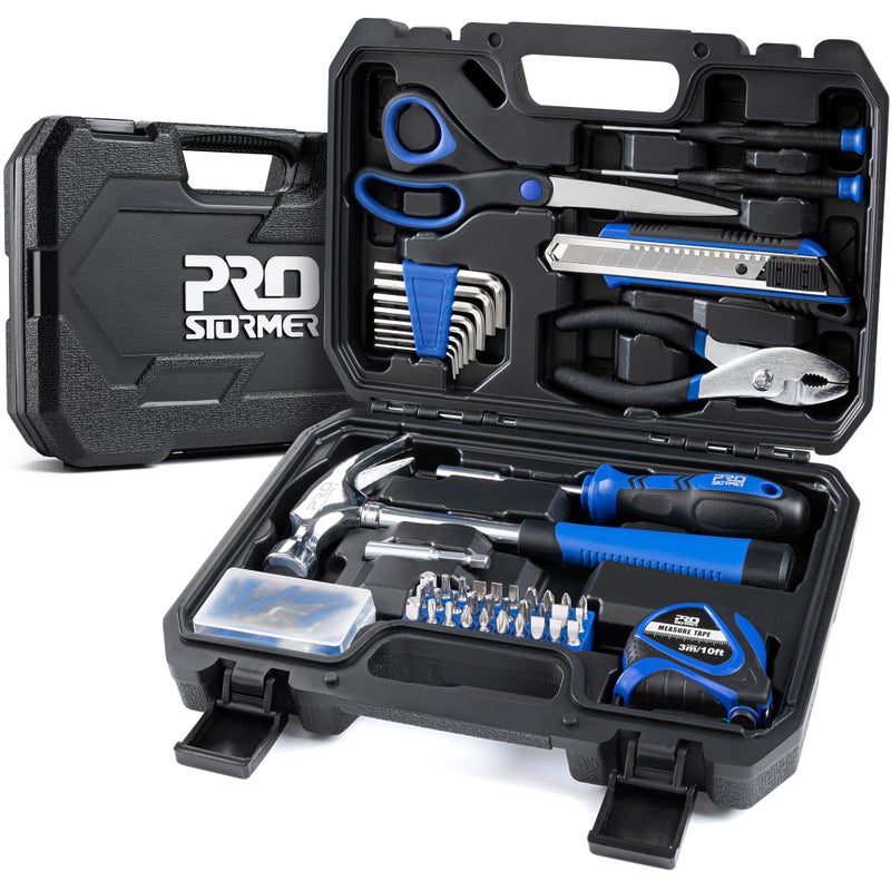 Prostormer 93-Piece Tool Kit, Basic Household Repair Tool Set with Toolbox Storage Case, Small Starter Tool Box Kit for Homeowners and College Students - Image 1