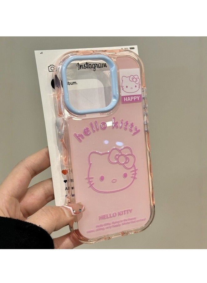 NIBEMINENT Wave Edge Solid Cat Protective TPU Case Cover For iPhone 17, Powder/Blue Kitty