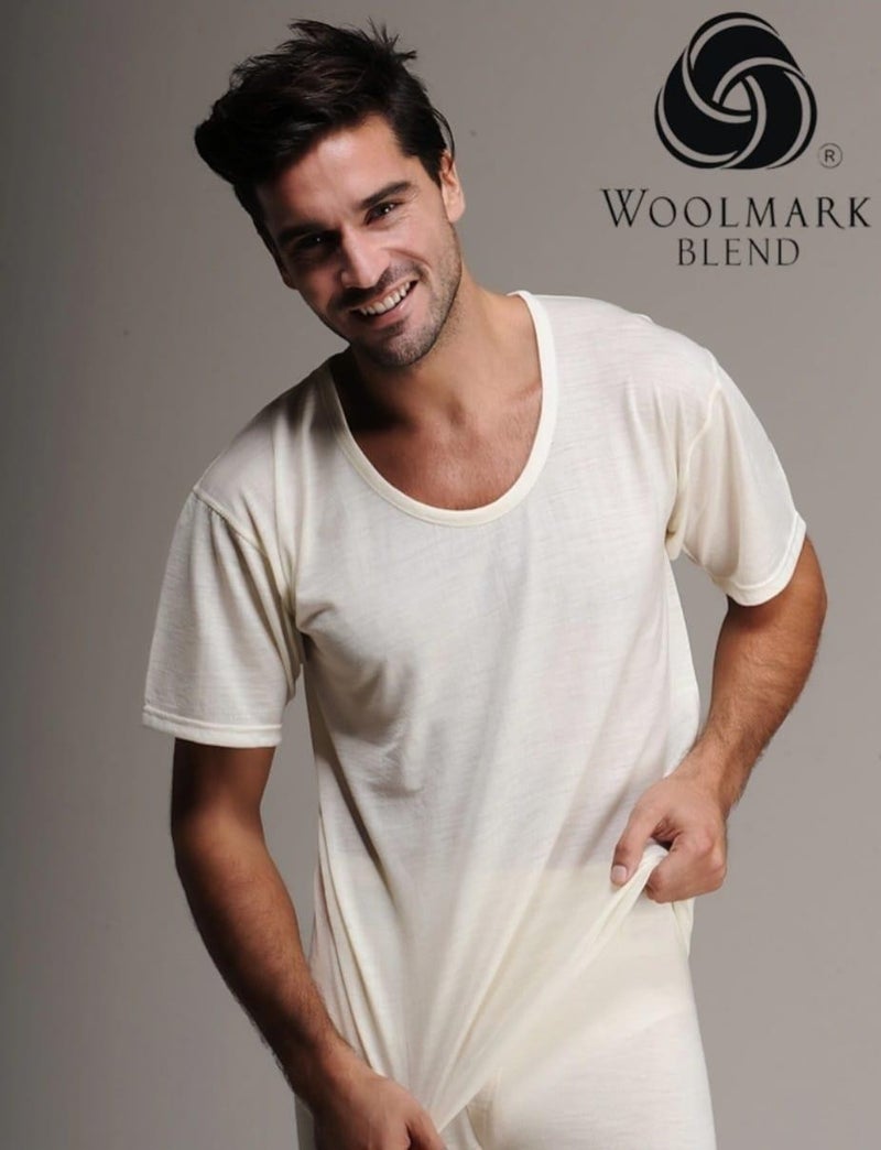 Hasyün 100 Men's Wool Short Sleeve Undershirt 3 Pieces 