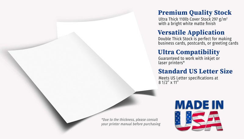 Desktop Publishing Supplies 110lb Cover Ultra Heavyweight Thick Cardstock - Bright White - 8.5" x 11" - For Inkjet/Laser Printers (50 Sheets) - Image 2