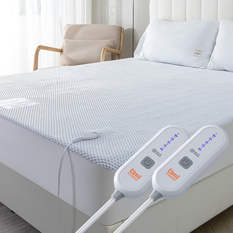 TiMiCalda Heated Mattress Pad Queen - Electric Mattress Pad Cover with Dual Controllers, 5 Heat Settings & 10-Hour Auto Off, Deep Pocket Bed Protector for All Seasons, 60"x80" - Image 1