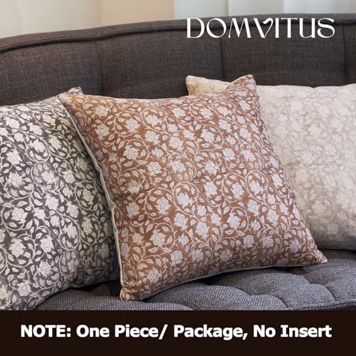 DOMVITUS Floral Pillow Covers 20x20, Throw Pillows for Couch, Floral Print Pillow Cover, Decorative Neutral Accent Throw Pillow Covers for Living Room, 1PC, Brownish Orange - Image 3
