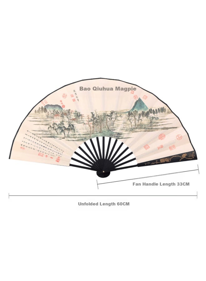 Tatanice Folding Fan Chinese Style Classical 10-inch Men's Silk Fan Birthday Gift Quehua Autumn Scenery - Image 1