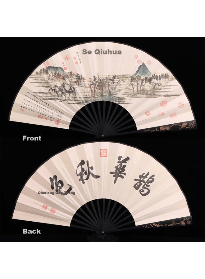 Tatanice Folding Fan Chinese Style Classical 10-inch Men's Silk Fan Birthday Gift Quehua Autumn Scenery - Image 2
