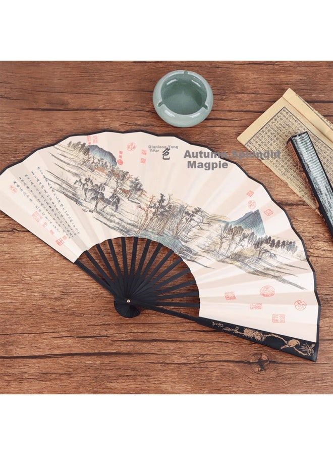 Tatanice Folding Fan Chinese Style Classical 10-inch Men's Silk Fan Birthday Gift Quehua Autumn Scenery - Image 4