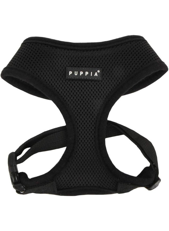 Puppia Soft Dog Harness No Choke Over-The-Head Triple Layered Breathable Mesh Adjustable Chest Belt and Quick-Release Buckle, Black, Large - Image 1