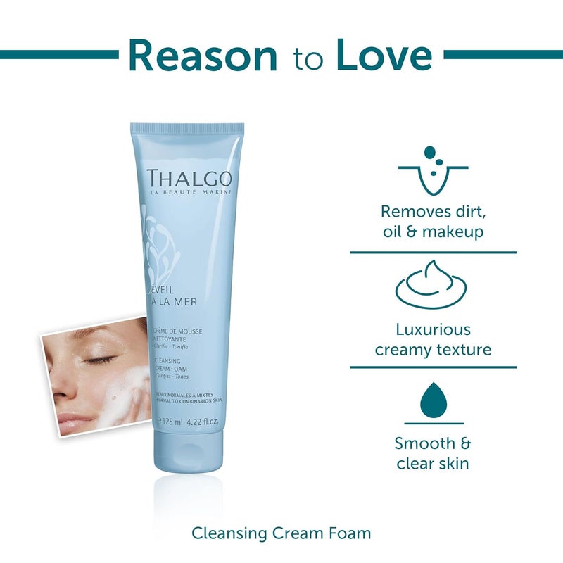 Thalgo Cleansing Cream Foam CreamtoFoam Face Cleanser for All Skin Types Makeup Remover Purifying Cleanser 125ml - Image 5