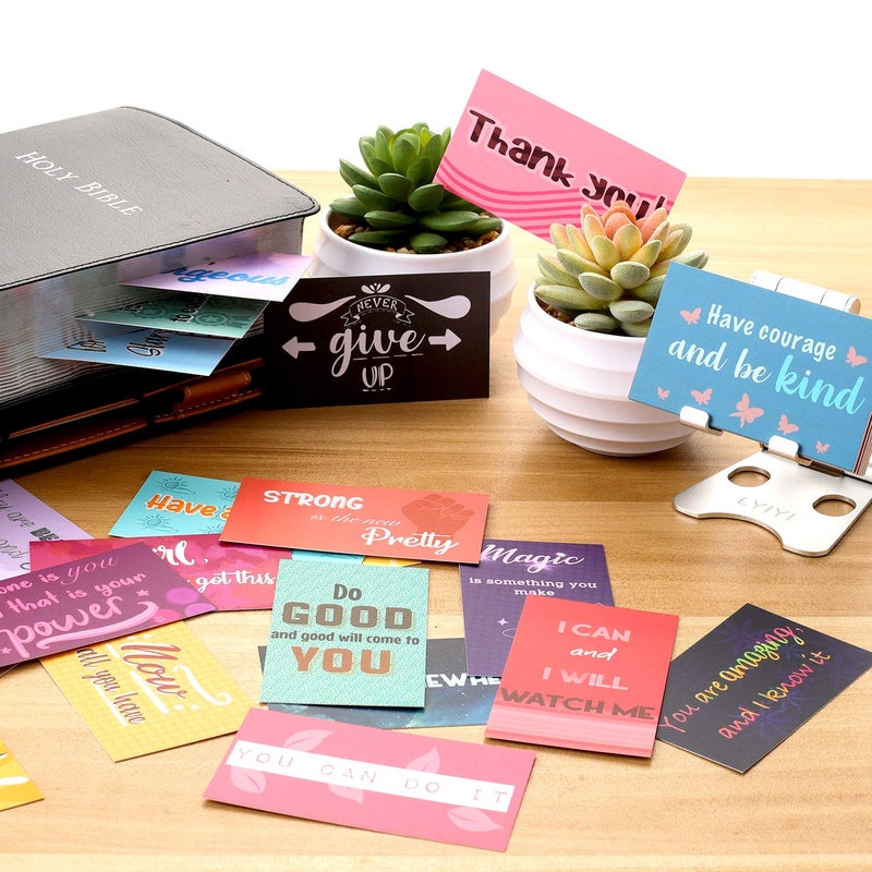 BRYTEFY 100 Motivational cards with inspirational quotes - encouragement and kindness cards shows gratitude and appreciation. Affirmation cards set contains 100 uniquely designed mini note cards - Image 4