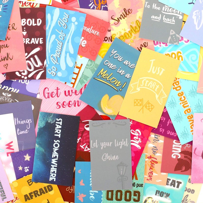 BRYTEFY 100 Motivational cards with inspirational quotes - encouragement and kindness cards shows gratitude and appreciation. Affirmation cards set contains 100 uniquely designed mini note cards - Image 2
