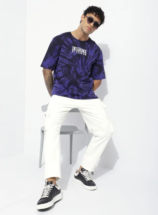Difference of Opinion Men Oversized Tie Dye All Over Print T-Shirt