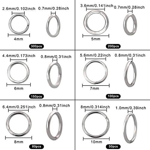 DADIFEN 304 Stainless Steel Jump Rings for Jewelry Making Supplies Open Jump Rings 4/5/6/7/8/10mm Silver O Rings for DIY Making Bracelet Earrings Necklace Connectors Chainmail Rings - Image 3