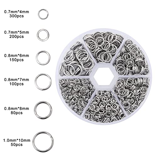 DADIFEN 304 Stainless Steel Jump Rings for Jewelry Making Supplies Open Jump Rings 4/5/6/7/8/10mm Silver O Rings for DIY Making Bracelet Earrings Necklace Connectors Chainmail Rings - Image 2