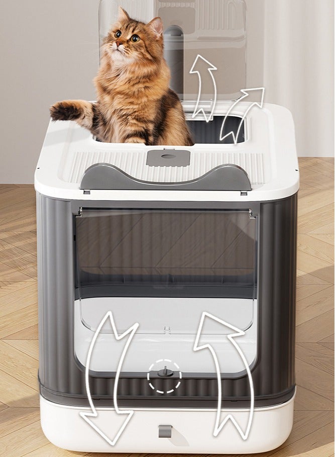 Forthcan Large Fully Enclosed Cat Litter Box with Drawer, Upgraded Covered Kitty Litter Boxes with Lid and Top Entry, Anti-Splashing Easy to Clean,Deodorizing Cat Toilet - Image 2