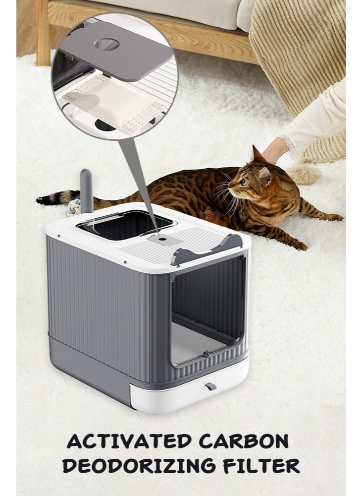 Forthcan Large Fully Enclosed Cat Litter Box with Drawer, Upgraded Covered Kitty Litter Boxes with Lid and Top Entry, Anti-Splashing Easy to Clean,Deodorizing Cat Toilet - Image 3