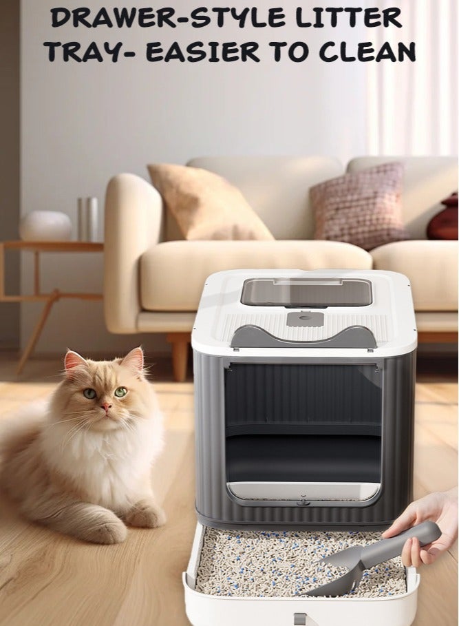 Forthcan Large Fully Enclosed Cat Litter Box with Drawer, Upgraded Covered Kitty Litter Boxes with Lid and Top Entry, Anti-Splashing Easy to Clean,Deodorizing Cat Toilet - Image 5