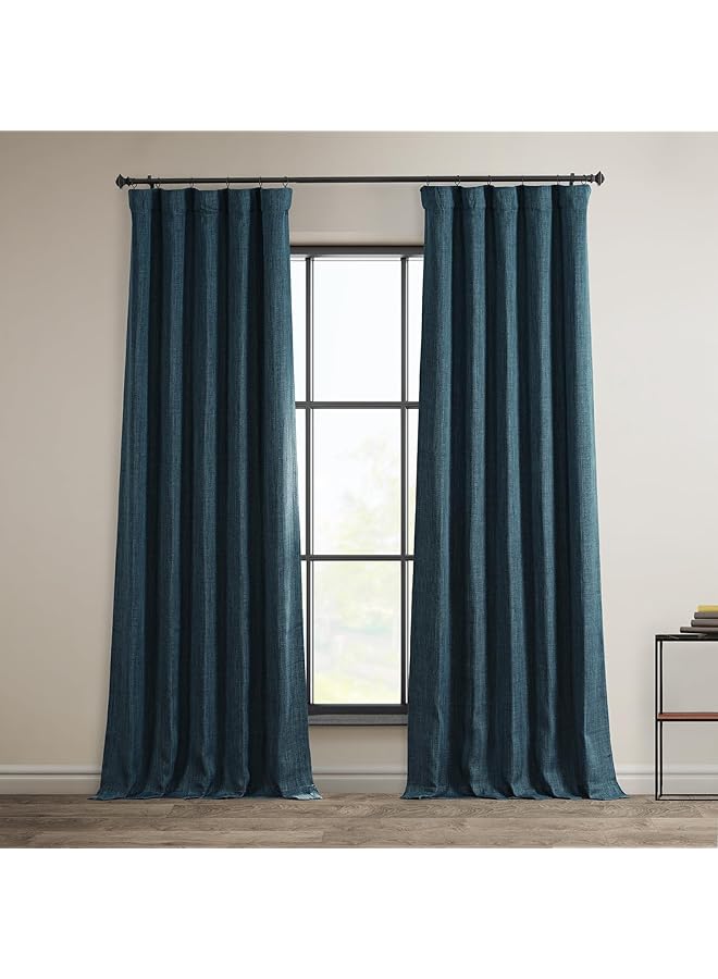 erorex Faux Linen Room Darkening Curtain 50 X 96 1 Panel Boch Ln21331 96 Story Blue - Image 1