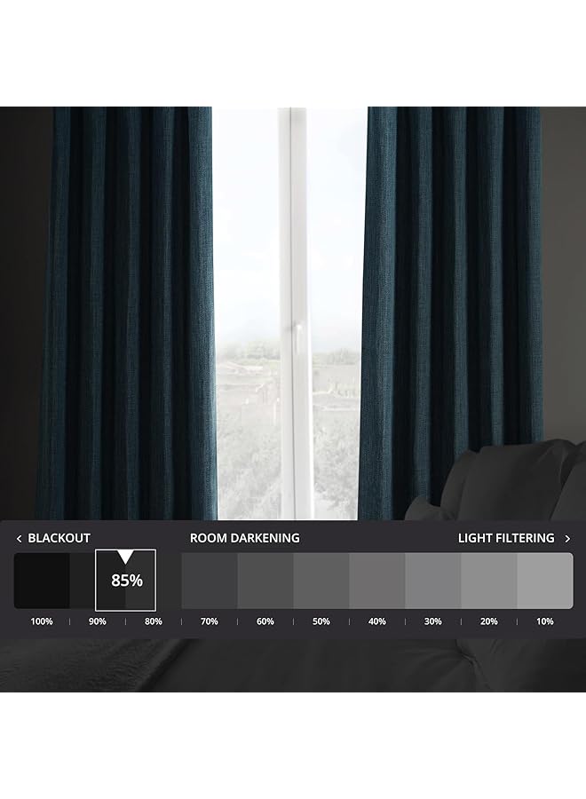 erorex Faux Linen Room Darkening Curtain 50 X 96 1 Panel Boch Ln21331 96 Story Blue - Image 2