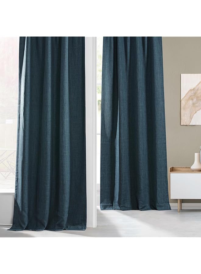 erorex Faux Linen Room Darkening Curtain 50 X 96 1 Panel Boch Ln21331 96 Story Blue - Image 4