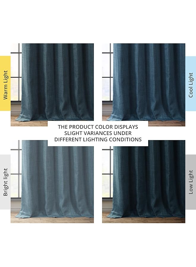 erorex Faux Linen Room Darkening Curtain 50 X 96 1 Panel Boch Ln21331 96 Story Blue - Image 3