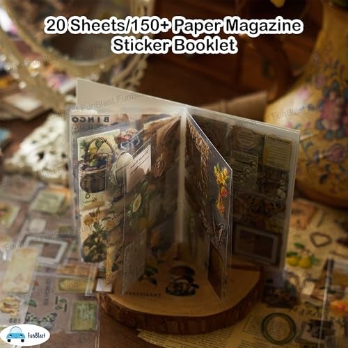 FunBlast Sticker Book Set – 20 Sheets/150+ Paper Magazine Sticker Booklet, Decoration Stickers Book, Sticker'zs for Project, American Style Sticker's, Journals, Scrapbooking (B) - Image 5