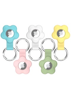 5 Pieces Silicone AirTag Holder Compatible with Apple AirTag with Anti Lost Key Ring Protective Case Suitable for Seniors Children Pets Backpacks and Luggage