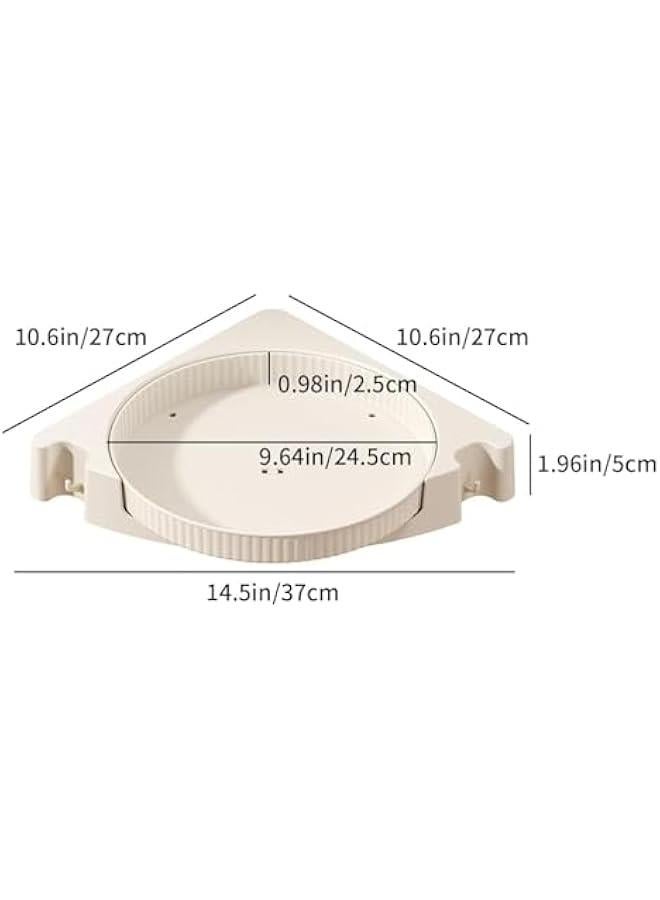 هوكور حامل دش زاوية، منظم دش، رف دش زاوية دوار 360 درجة مع رف منشفة، ارفف تثبت على الحائط بدون ثقب للحمام والمسكن والمطبخ، بيج - Image 1
