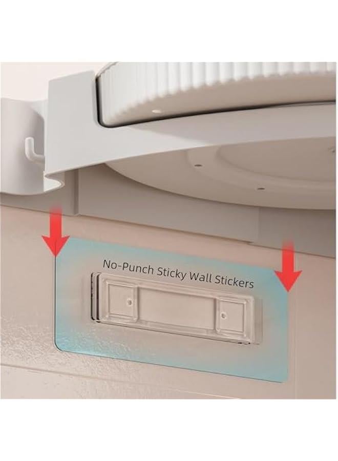 هوكور حامل دش زاوية، منظم دش، رف دش زاوية دوار 360 درجة مع رف منشفة، ارفف تثبت على الحائط بدون ثقب للحمام والمسكن والمطبخ، بيج - Image 3