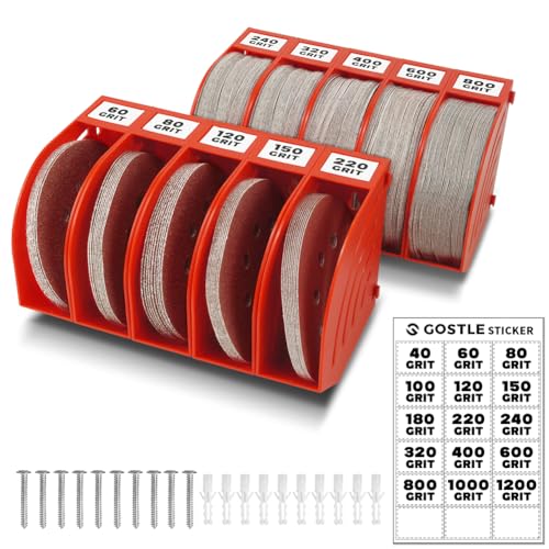 gostle 5 Inch Professional Sanding Discs Storage Bins 10 Bins Set for Efficient Organization Offset SnapOn Connection Grit Classification SpaceSaving Design and Versatile Application Red - Image 1