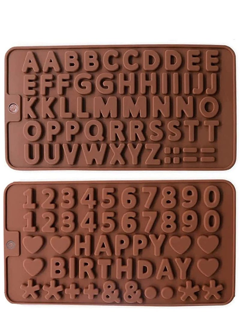 KASTWAVE Chocolate Mold Letter and Number Silicone Candy Molds Happy Birthday Cake Decorating Symbols Shapes, Number Molds For Baking, Mini Chocolate Letter Mold Easy To Clean Silicone Letter Molds - Image 1