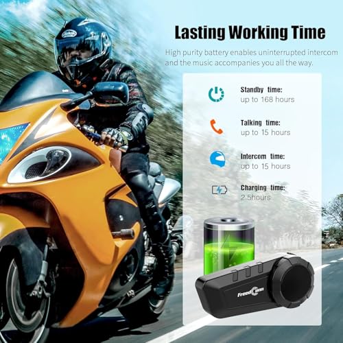 FreedConn Motorcycle Helmet Bluetooth Headset KY PRO Motorcycle Communication Systems Intercom Headphones, Stereo Music FM IP65 Waterproof for Full/Half Motorbike Helmet Basic - Image 5
