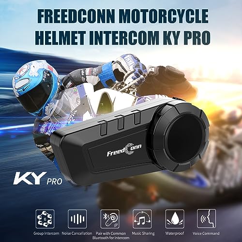 FreedConn Motorcycle Helmet Bluetooth Headset KY PRO Motorcycle Communication Systems Intercom Headphones, Stereo Music FM IP65 Waterproof for Full/Half Motorbike Helmet Basic - Image 2