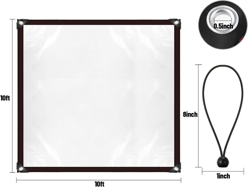 Shappy شابي غطاء شفاف مقاوم للماء غطاء ثقيل مقاوم للماء مع حلقات وحبل مرن عزل مضاد للشيخوخة غطاء PE قماش للحديقة والنباتات والأثاث الخارجي وحظيرة الدجاج والفناء 10 × 10 قدم - Image 2