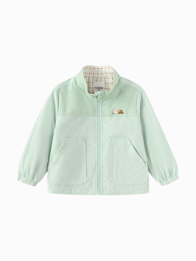 بالابالا جاكيت بسحّاب بلون موحد ولمسة كوردروي للأولاد - Image 1
