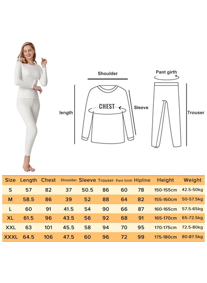 Thermal Underwear for Women Fleece Lined Base Layer Pajama Set Cold Weather（White） - pzsku/Z6BB9A54BDB16B4E234CDZ/45/_/1734420203/8415d2ec-475a-46d8-85f9-5d98c2428c42