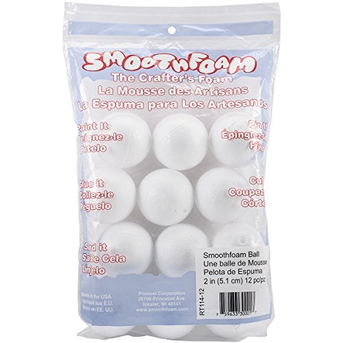 Smoothfoam 12-Pack Balls Crafts Foam for Modeling, 2-Inch, White - Image 1