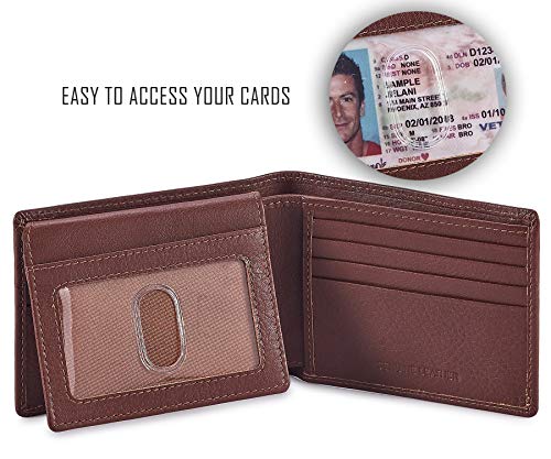 Cochoa Bifold Wallet for Men's Real Genuine Slim Leather RFID Blocking 2 ID Windows Stylish Travel Gift Box (NAPA, TAN) - Image 2