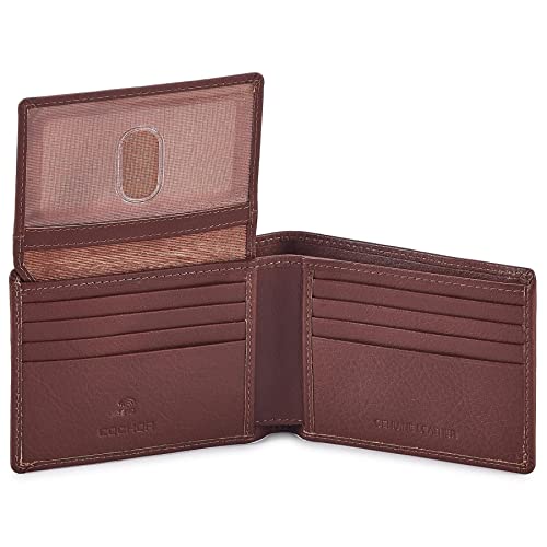 Cochoa Bifold Wallet for Men's Real Genuine Slim Leather RFID Blocking 2 ID Windows Stylish Travel Gift Box (NAPA, TAN) - Image 1