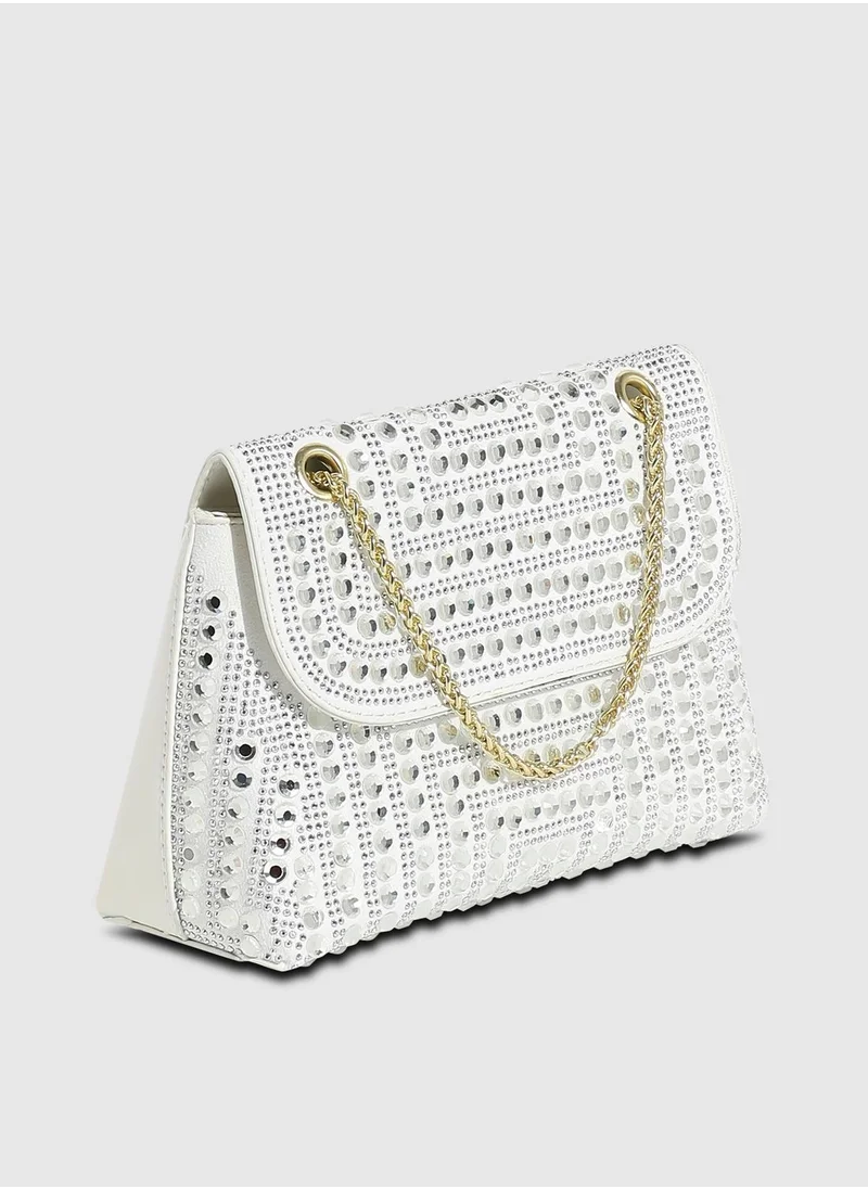 Haute Sauce Textured Magnet Lock Regular Faux Leather Hand Bag For Women