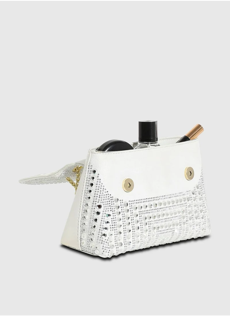 Haute Sauce Textured Magnet Lock Regular Faux Leather Hand Bag For Women