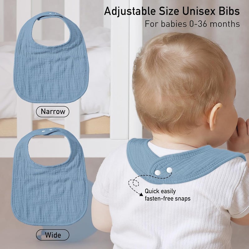 Muslin Drool Bibs for Boys Girls 6 Pack - Adjustable Baby Bibs for Drooling and Teething (Ocean Whimsy) - Image 5