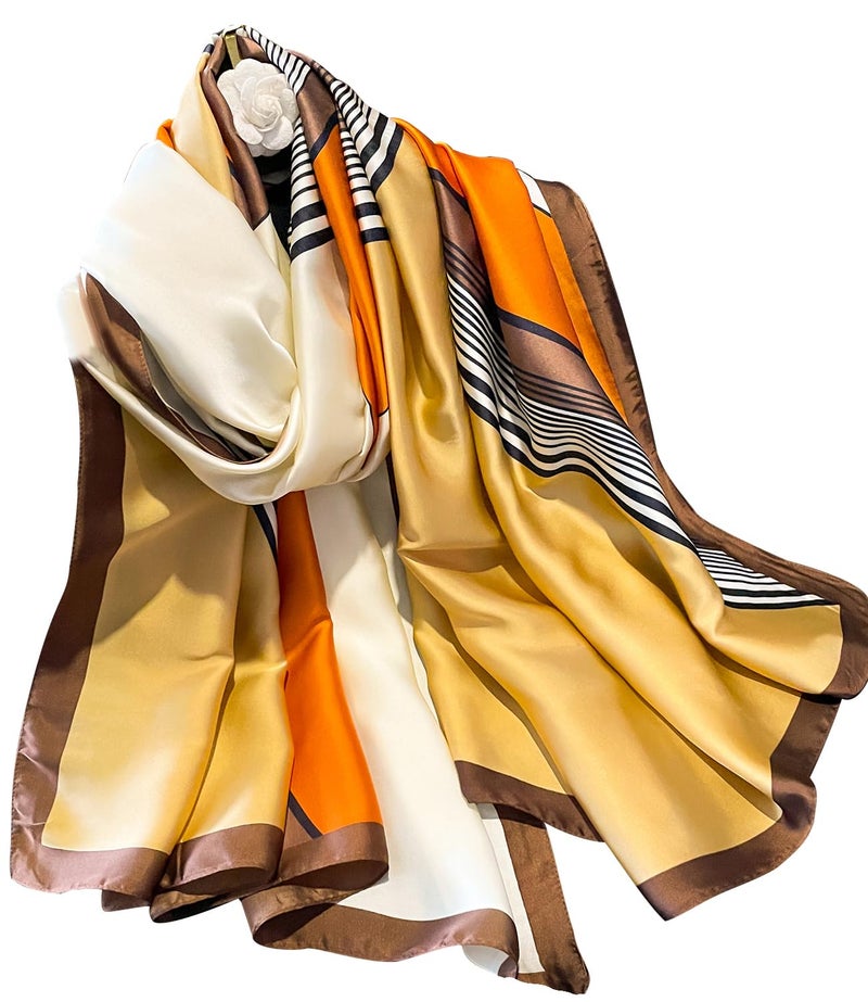 NUWEERIR Womens 100% Large Mulberry Silk Scarf Long Satin Scarf Fashion Lightweight Wraps