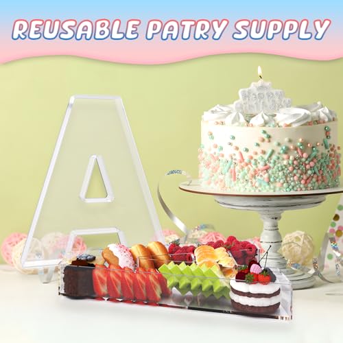 RUFHVTY 13.8" Extra Large Acrylic Letter Charcuterie Board Box, Reusable Fillable Letter Cake Candy Dish Display Serving Tray for Birthday Anniversary Party Decoration (A) - Image 5