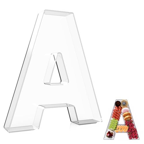RUFHVTY 13.8" Extra Large Acrylic Letter Charcuterie Board Box, Reusable Fillable Letter Cake Candy Dish Display Serving Tray for Birthday Anniversary Party Decoration (A) - Image 1