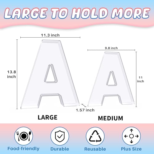 RUFHVTY 13.8" Extra Large Acrylic Letter Charcuterie Board Box, Reusable Fillable Letter Cake Candy Dish Display Serving Tray for Birthday Anniversary Party Decoration (A) - Image 2
