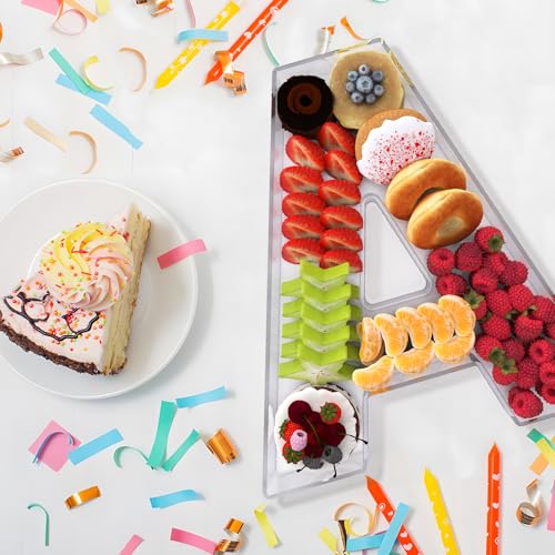 RUFHVTY 13.8" Extra Large Acrylic Letter Charcuterie Board Box, Reusable Fillable Letter Cake Candy Dish Display Serving Tray for Birthday Anniversary Party Decoration (A) - Image 4