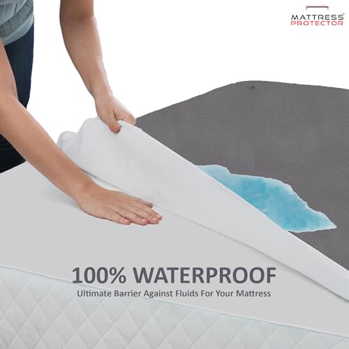 Mattress Protector Queen Size Waterproof | Cotton Feel Terry Febric, Ultra Soft Breathable & Hypoallergenic Fitted Mattress Cover for 75x60 in (6.25x5 ft) Bed | Grey - Image 4