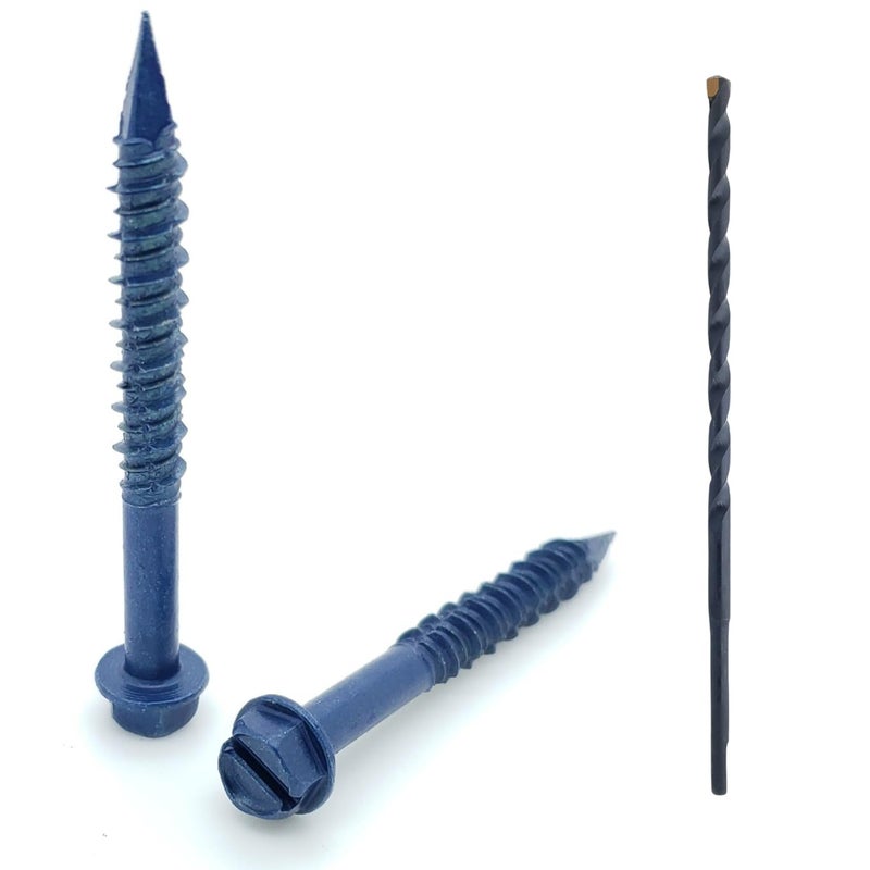 BCP Fasteners 100 Qty 1/4"" X 2-1/4"" Hex Head Diamond Tip Concrete Screws To Anchor Masonry, Block & Brick (Bcp500) - Image 1