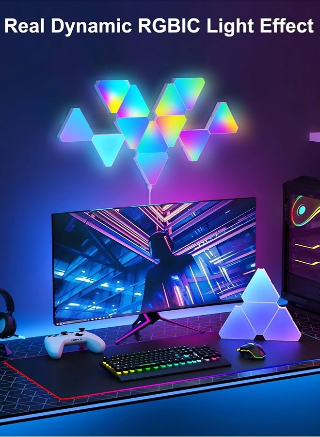 فيكسبلورن مصابيح LED مثلثة لغرف الألعاب، مصابيح حائط مثلثة RGB لغرف النوم، مصابيح LED ليلية مثلثة WiFi 5V USB، مصابيح حائط زخرفية إبداعية لغرف الألعاب، لوحات إضاءة منزلية ذكية، تدعم التطبيقات/الأوامر الصوتية/التحكم عن بعد، مصابيح زخرفية متزامنة مع الموسيقى لغرف الألعاب. - Image 3