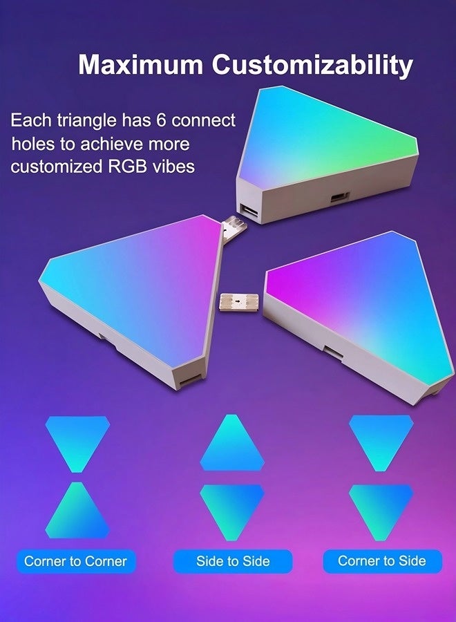 فيكسبلورن مصابيح LED مثلثة لغرف الألعاب، مصابيح حائط مثلثة RGB لغرف النوم، مصابيح LED ليلية مثلثة WiFi 5V USB، مصابيح حائط زخرفية إبداعية لغرف الألعاب، لوحات إضاءة منزلية ذكية، تدعم التطبيقات/الأوامر الصوتية/التحكم عن بعد، مصابيح زخرفية متزامنة مع الموسيقى لغرف الألعاب. - Image 5